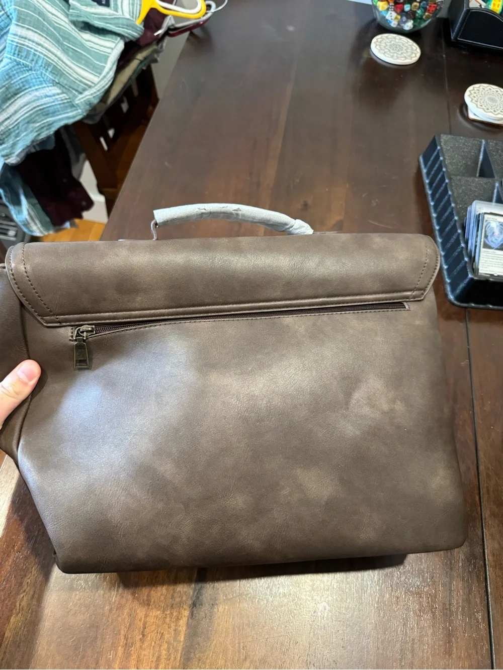 Rainsmore Dark Brown Men's Messenger Briefcase with Top Handle